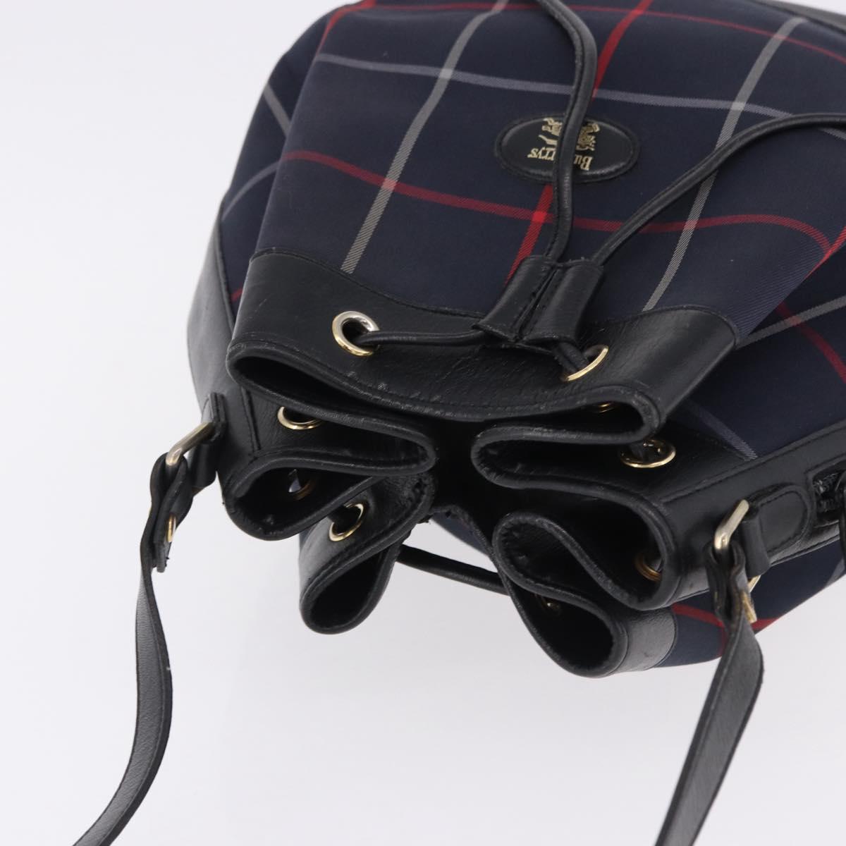 Burberrys Nova Check Shoulder Bag Canvas Navy Gold Tone Auth 195352