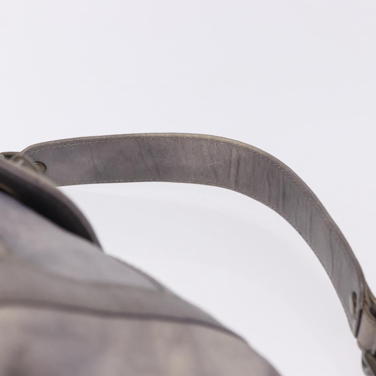 BURBERRY Shoulder Bag Leather Gray Gold Tone Auth 195354A