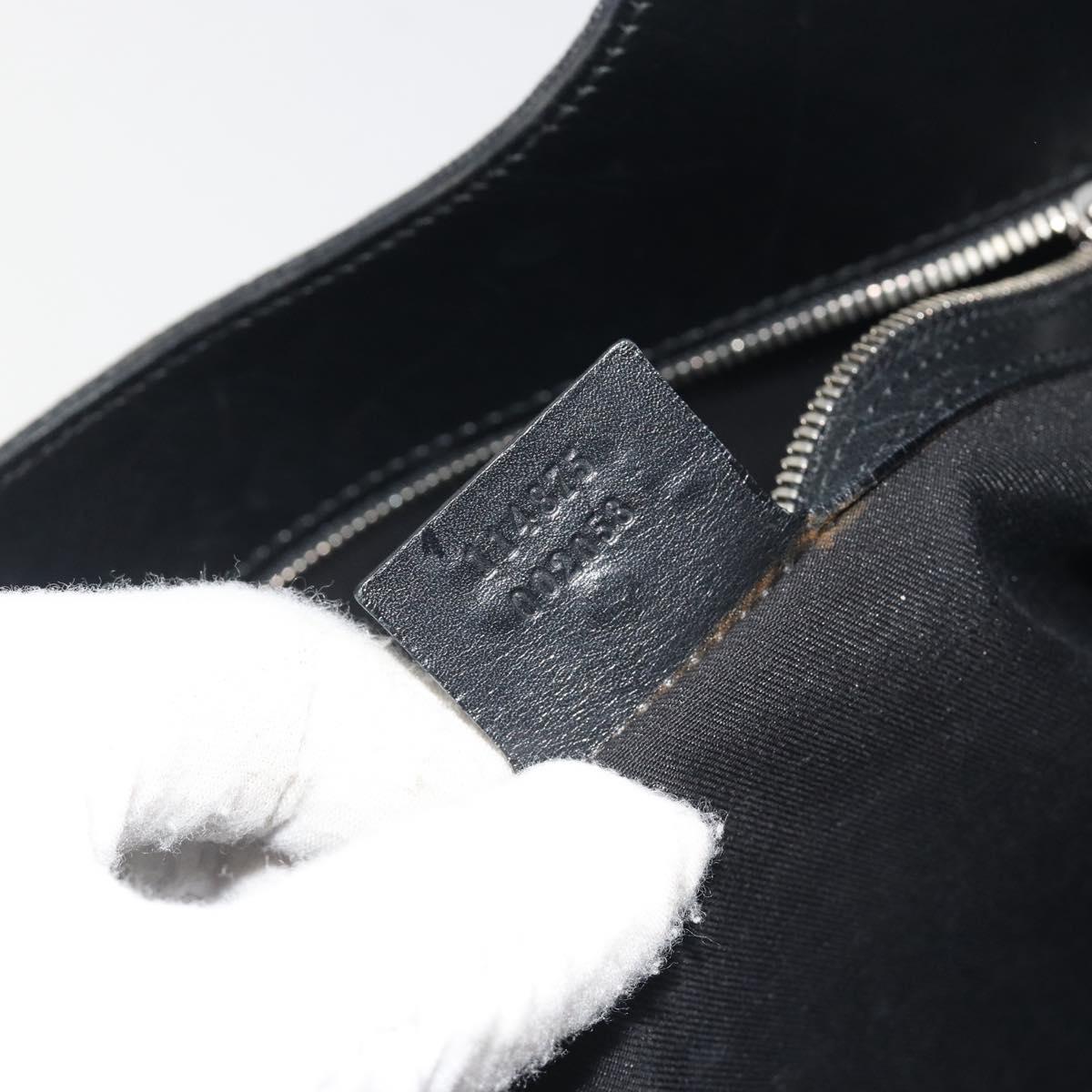 GUCCI Interlocking G Hand Bag Canvas Black Silver Auth 195355V