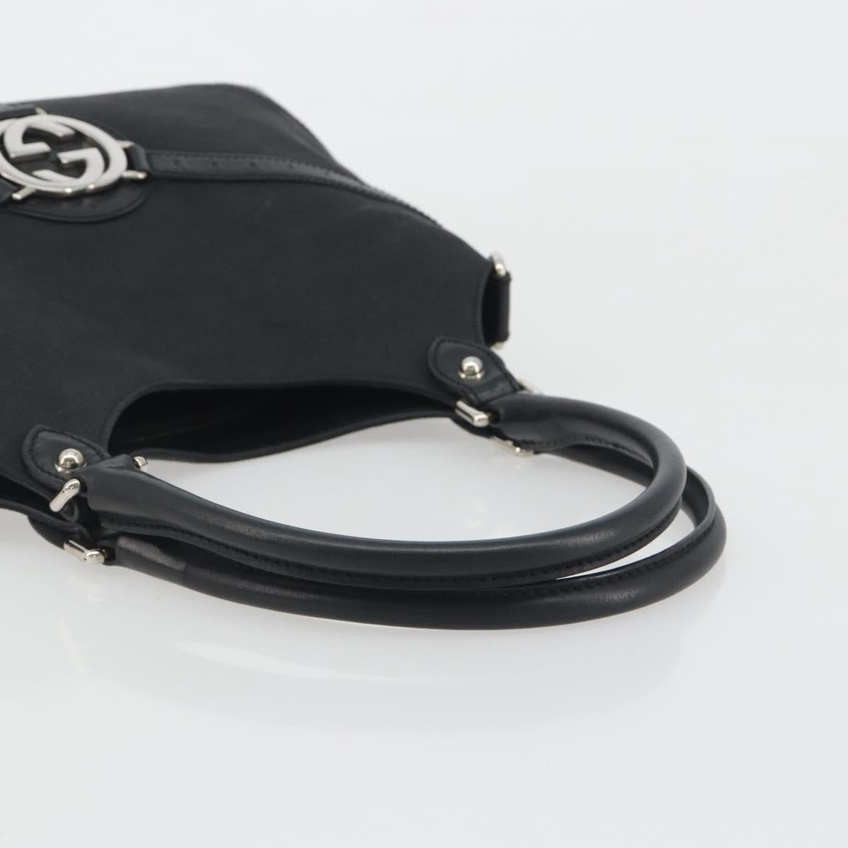 GUCCI Interlocking G Hand Bag Canvas Black Silver Auth 195355V