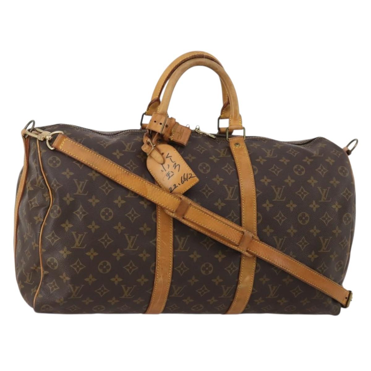 LOUIS VUITTON Monogram Keepall Bandouliere 50 Boston Bag M41416 LV Auth 195356