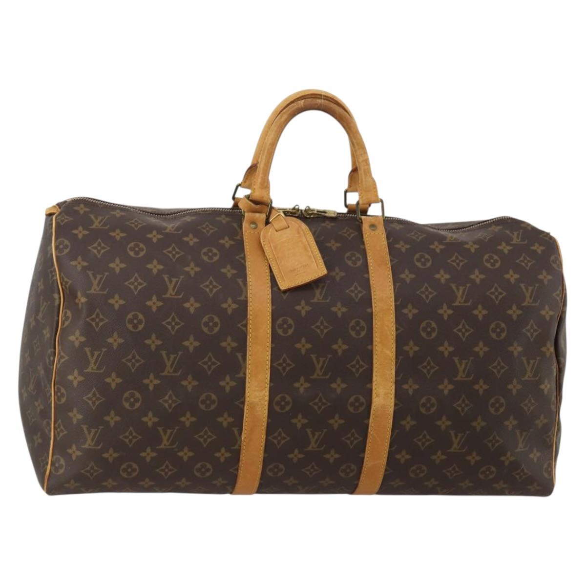 LOUIS VUITTON Monogram Keepall 55 Boston Bag M41424 LV Auth 195357