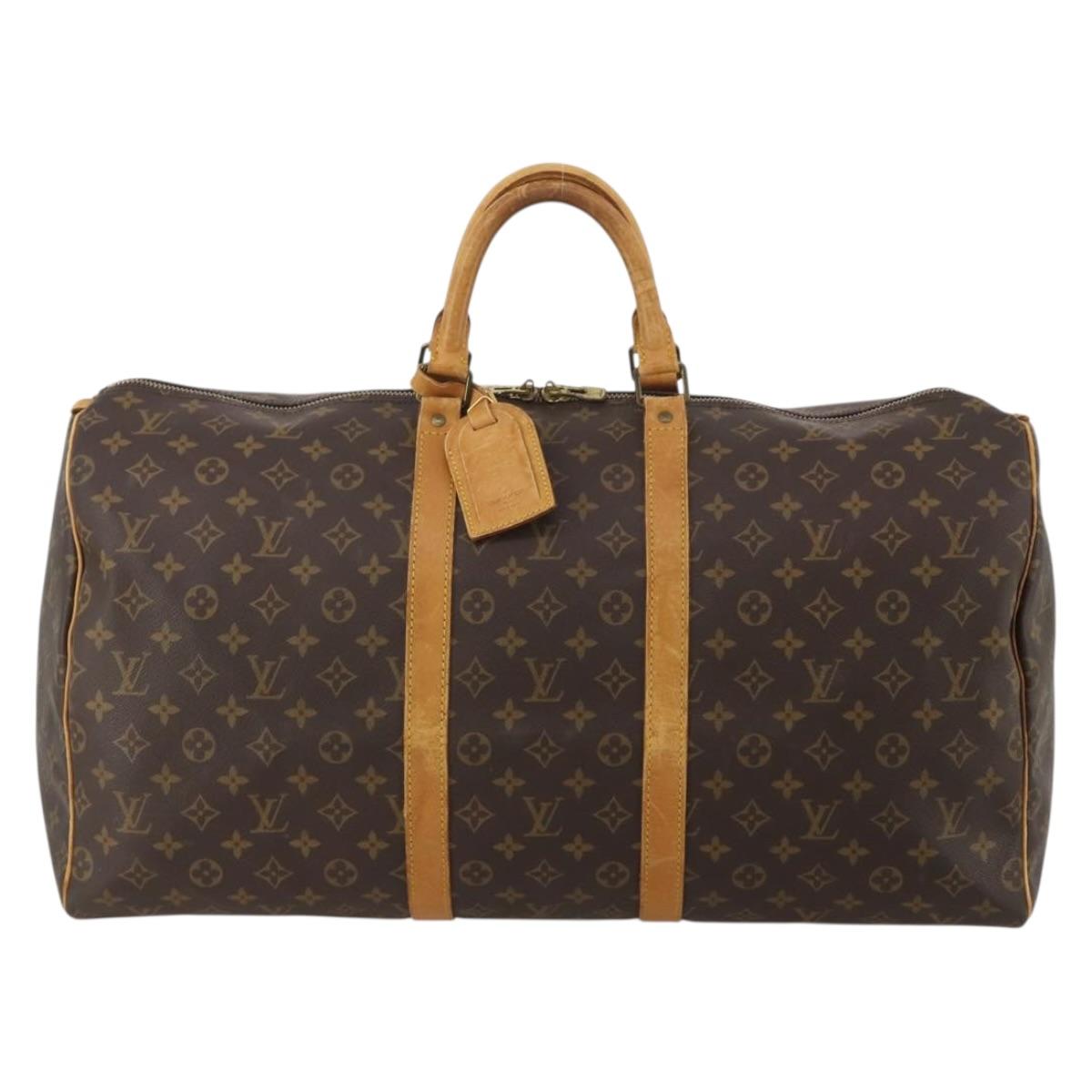 LOUIS VUITTON Monogram Keepall 55 Boston Bag M41424 LV Auth 195357