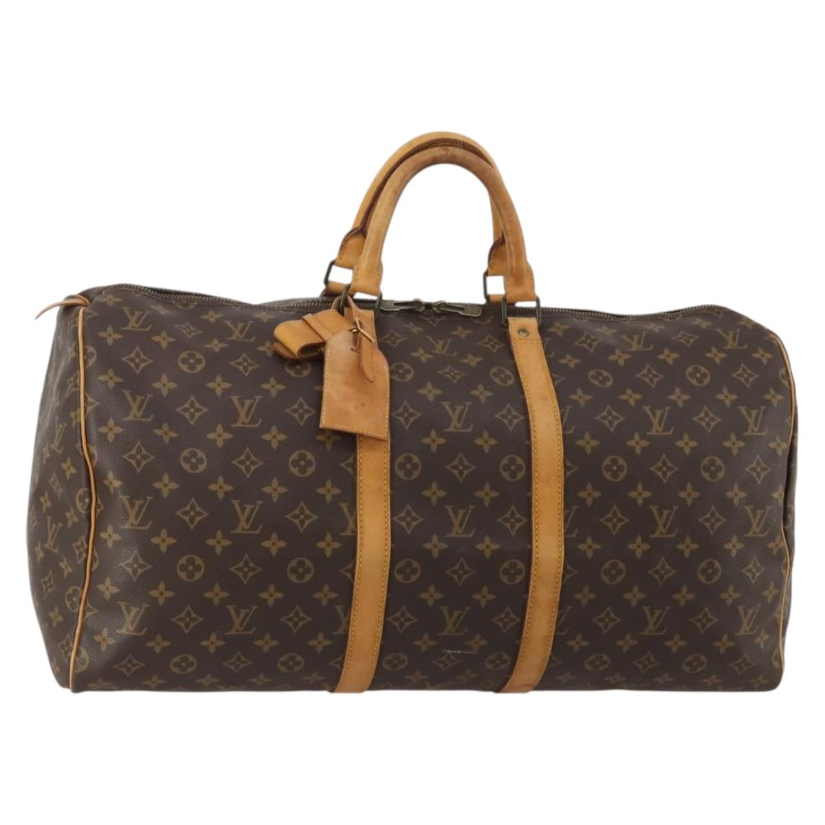 LOUIS VUITTON Monogram Keepall 55 Boston Bag M41424 LV Auth 195358
