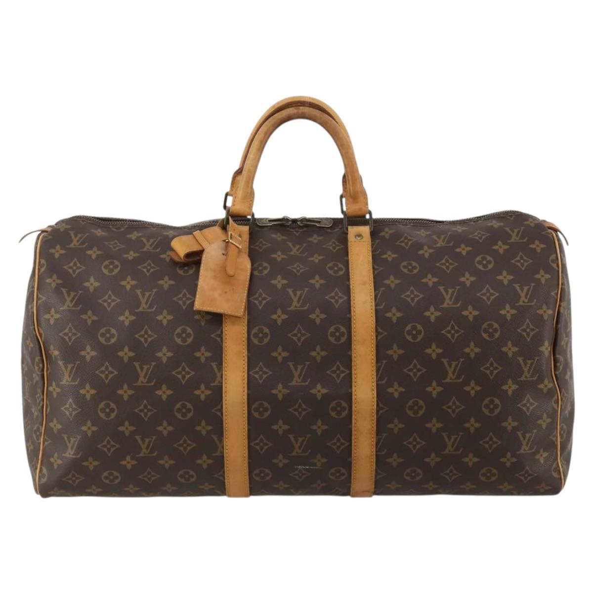 LOUIS VUITTON Monogram Keepall 55 Boston Bag M41424 LV Auth 195358