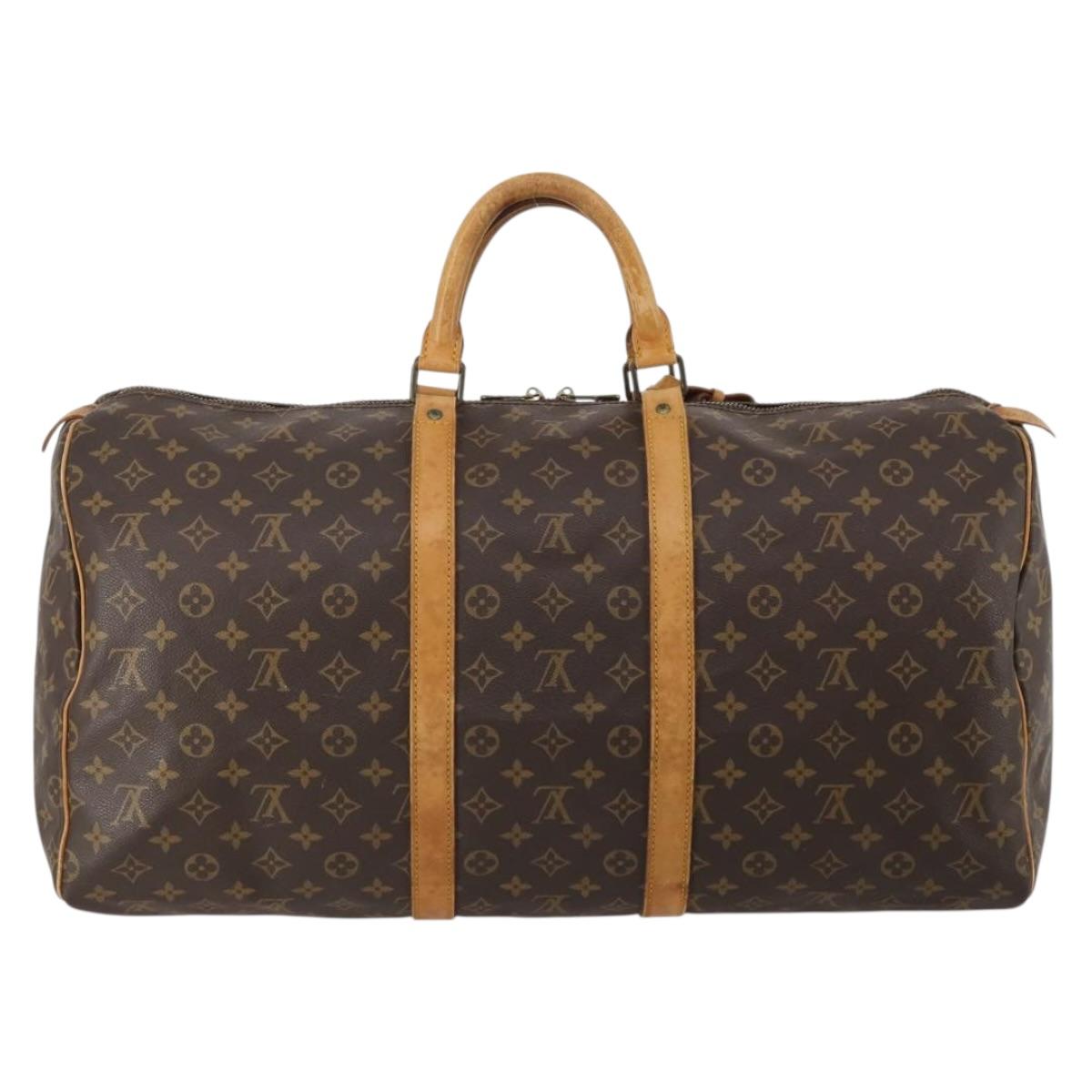 LOUIS VUITTON Monogram Keepall 55 Boston Bag M41424 LV Auth 195358