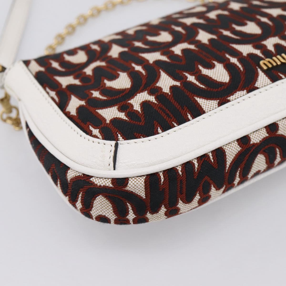 Miu Miu Chain Shoulder Bag Canvas 2way Beige Gold Auth 195364V