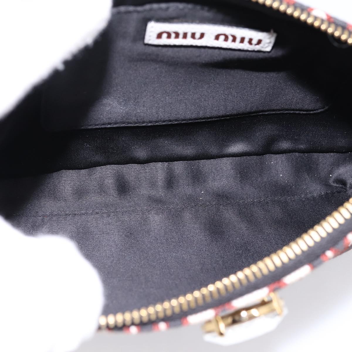 Miu Miu Chain Shoulder Bag Canvas 2way Beige Gold Auth 195364V