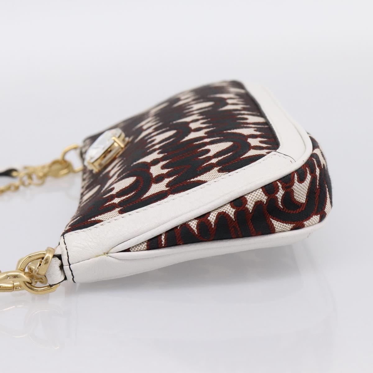 Miu Miu Chain Shoulder Bag Canvas 2way Beige Gold Auth 195364V