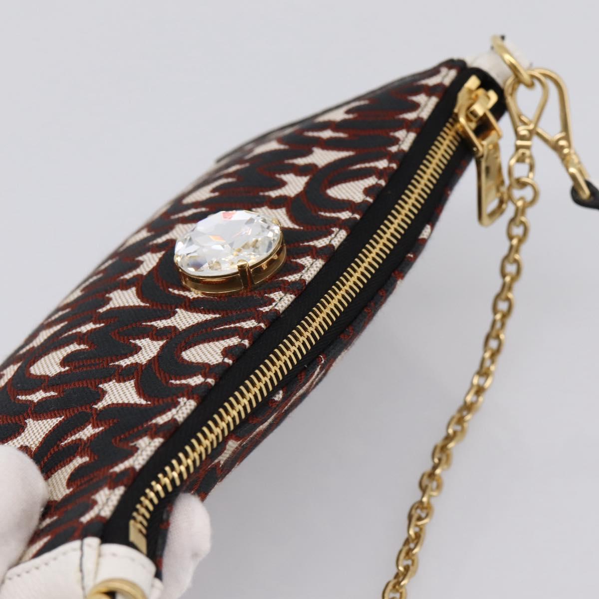 Miu Miu Chain Shoulder Bag Canvas 2way Beige Gold Auth 195364V