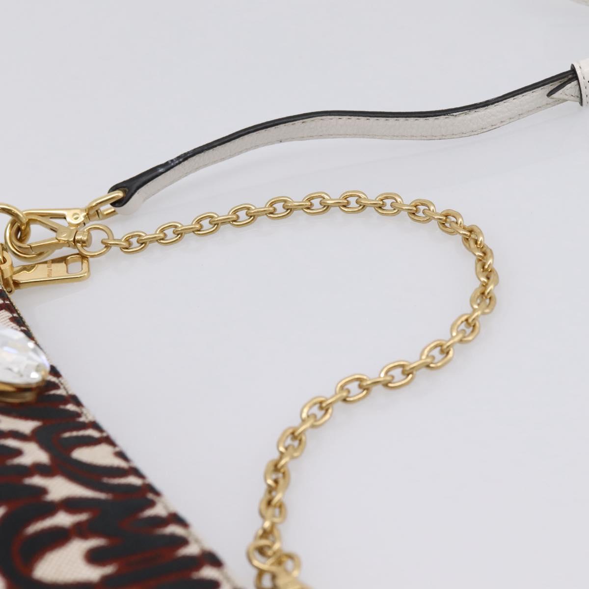 Miu Miu Chain Shoulder Bag Canvas 2way Beige Gold Auth 195364V