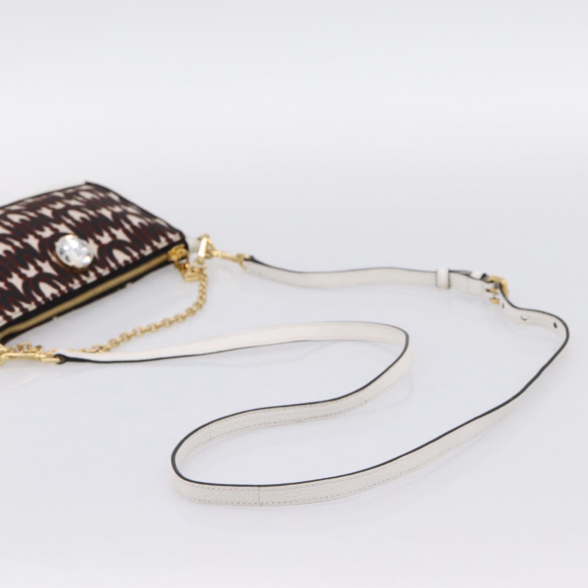 Miu Miu Chain Shoulder Bag Canvas 2way Beige Gold Auth 195364V