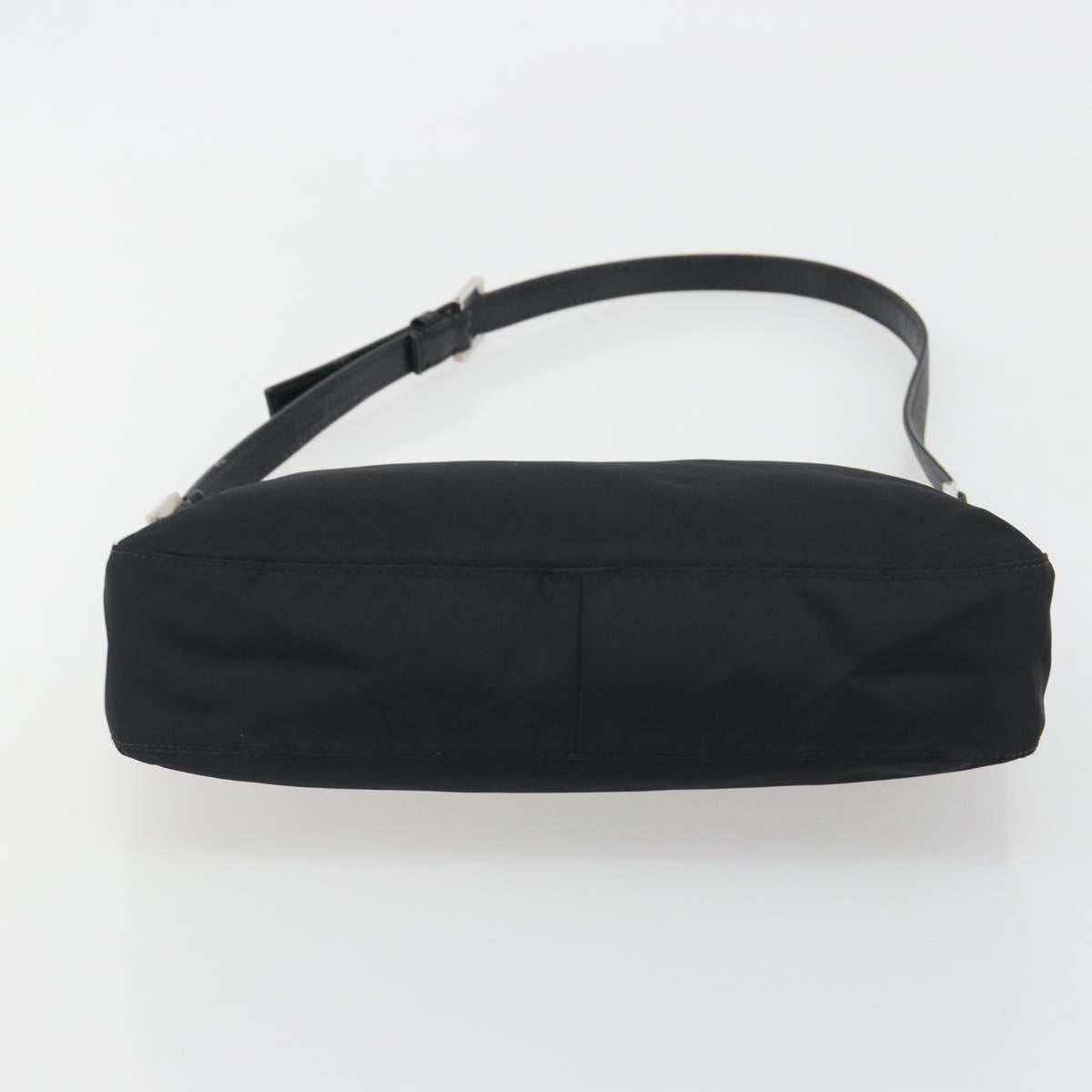 FENDI Shoulder Bag Nylon Black Silver Auth 195365A