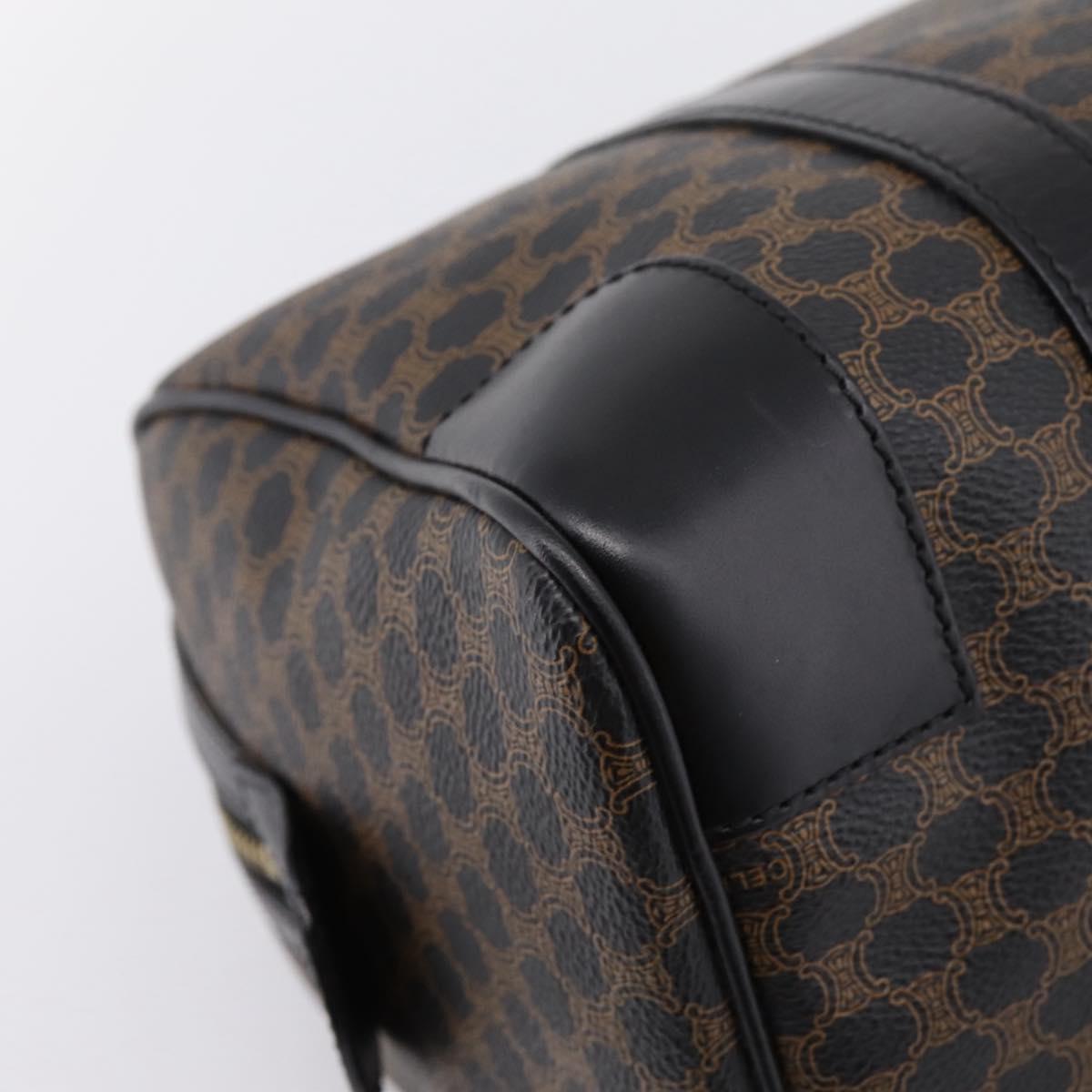 CELINE Macadam Canvas Boston Bag PVC Leather Black Gold Auth 195373V
