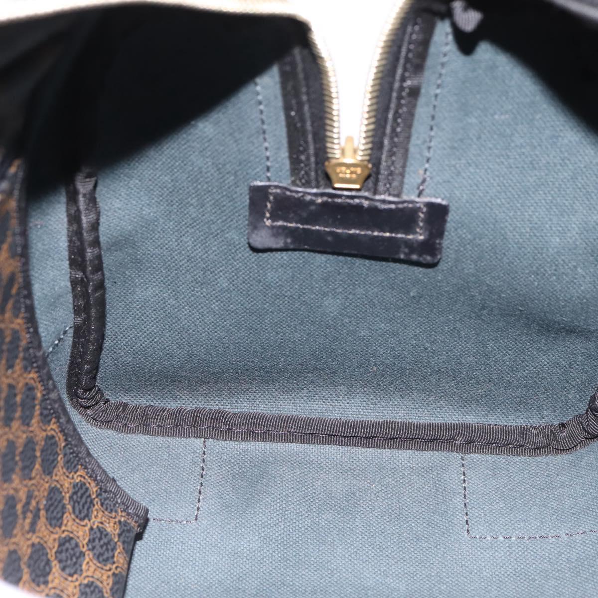 CELINE Macadam Canvas Boston Bag PVC Leather Black Gold Auth 195373V