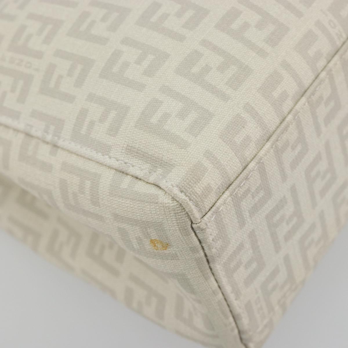 FENDI Zucchino Hand Bag PVC Leather White Silver 8BH132 Auth 195377V