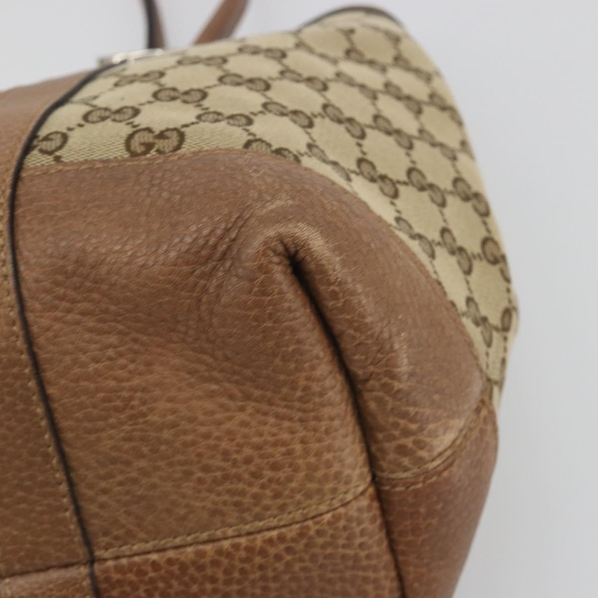 GUCCI GG Canvas Tote Bag Beige Silver 353122 Auth 195380V