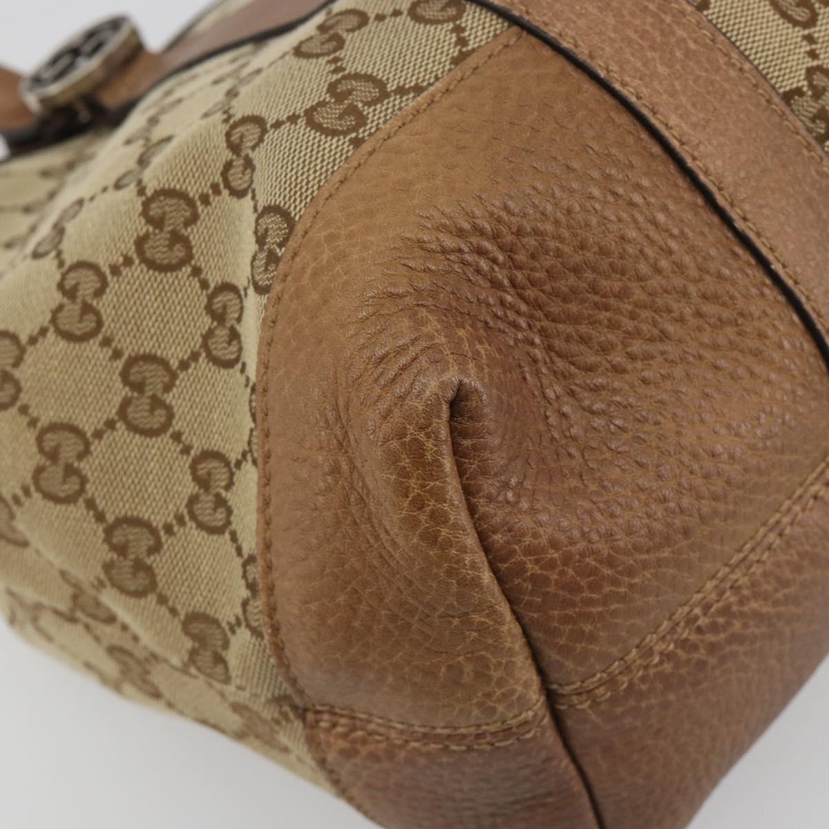 GUCCI GG Canvas Tote Bag Beige Silver 353122 Auth 195380V