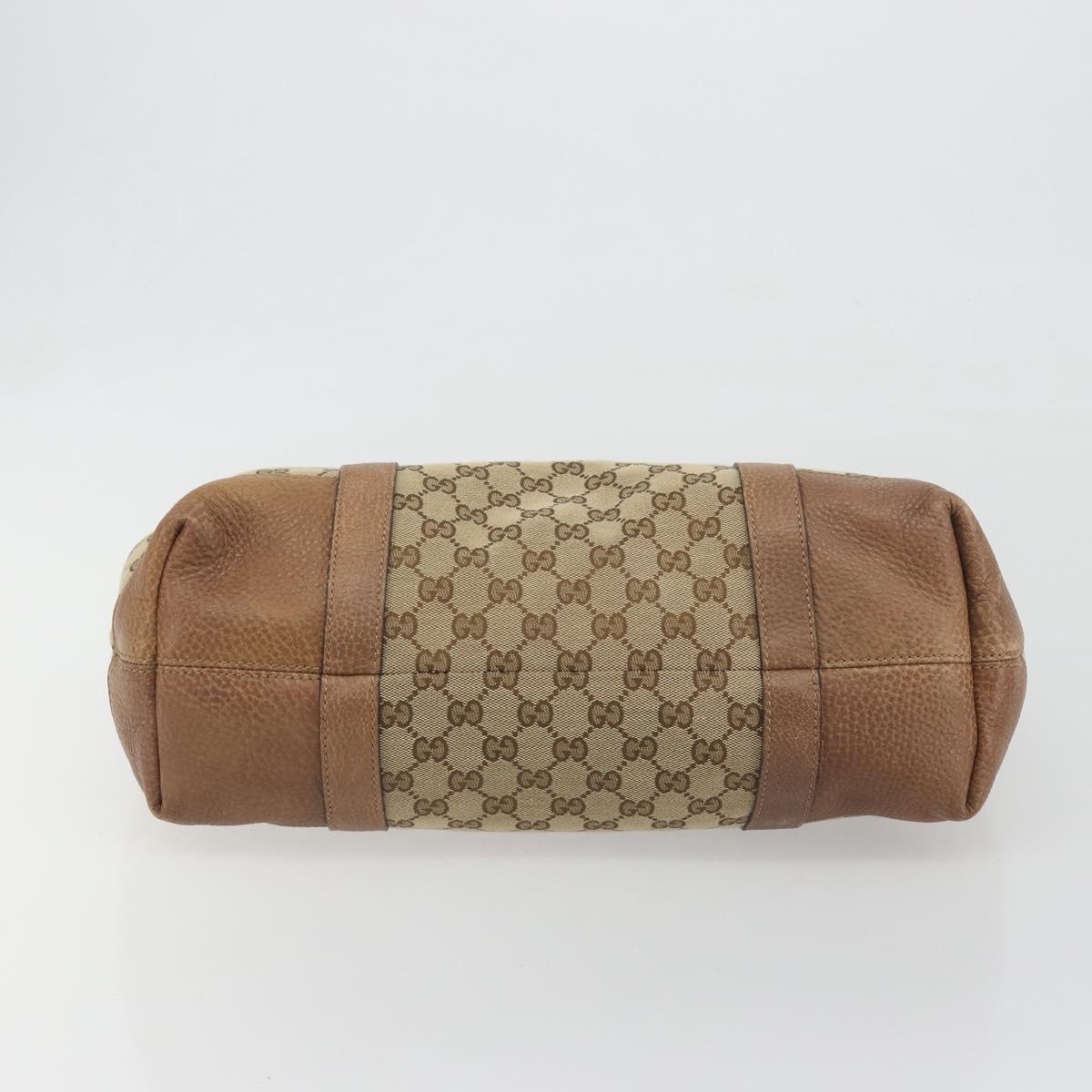 GUCCI GG Canvas Tote Bag Beige Silver 353122 Auth 195380V