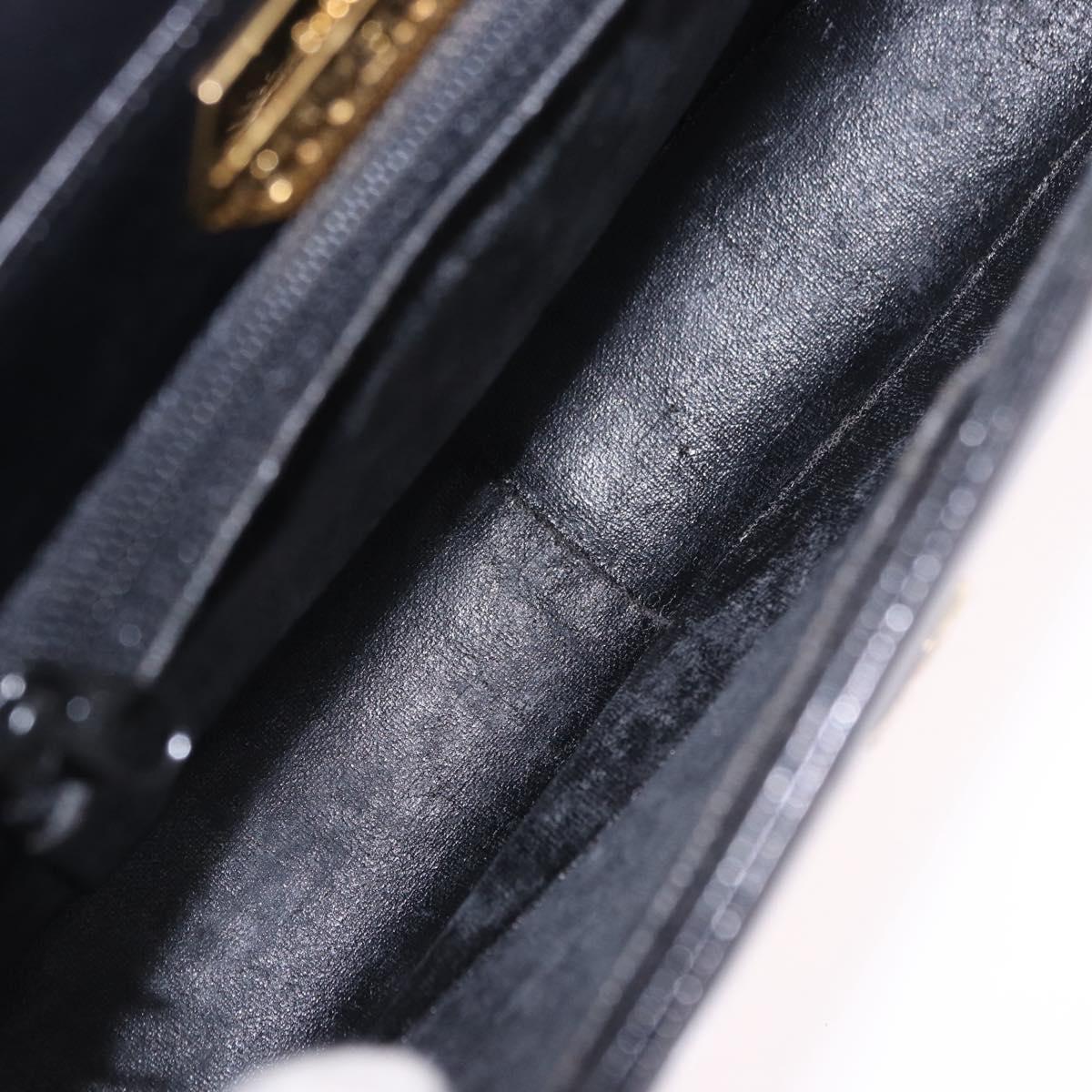 GIVENCHY Hand Bag Leather Black Gold Tone Auth 195382