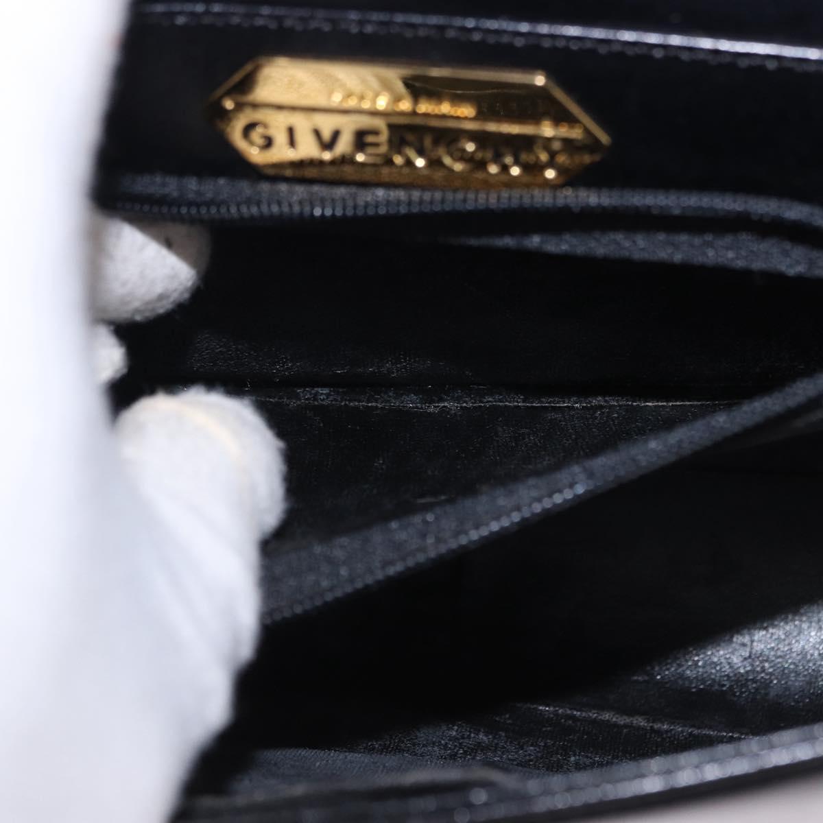 GIVENCHY Hand Bag Leather Black Gold Tone Auth 195382