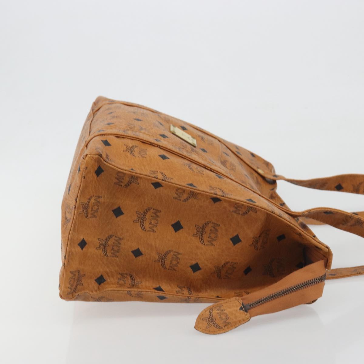 MCM Vicetos Tote Bag PVC Leather Brown Gold Tone Auth 195383