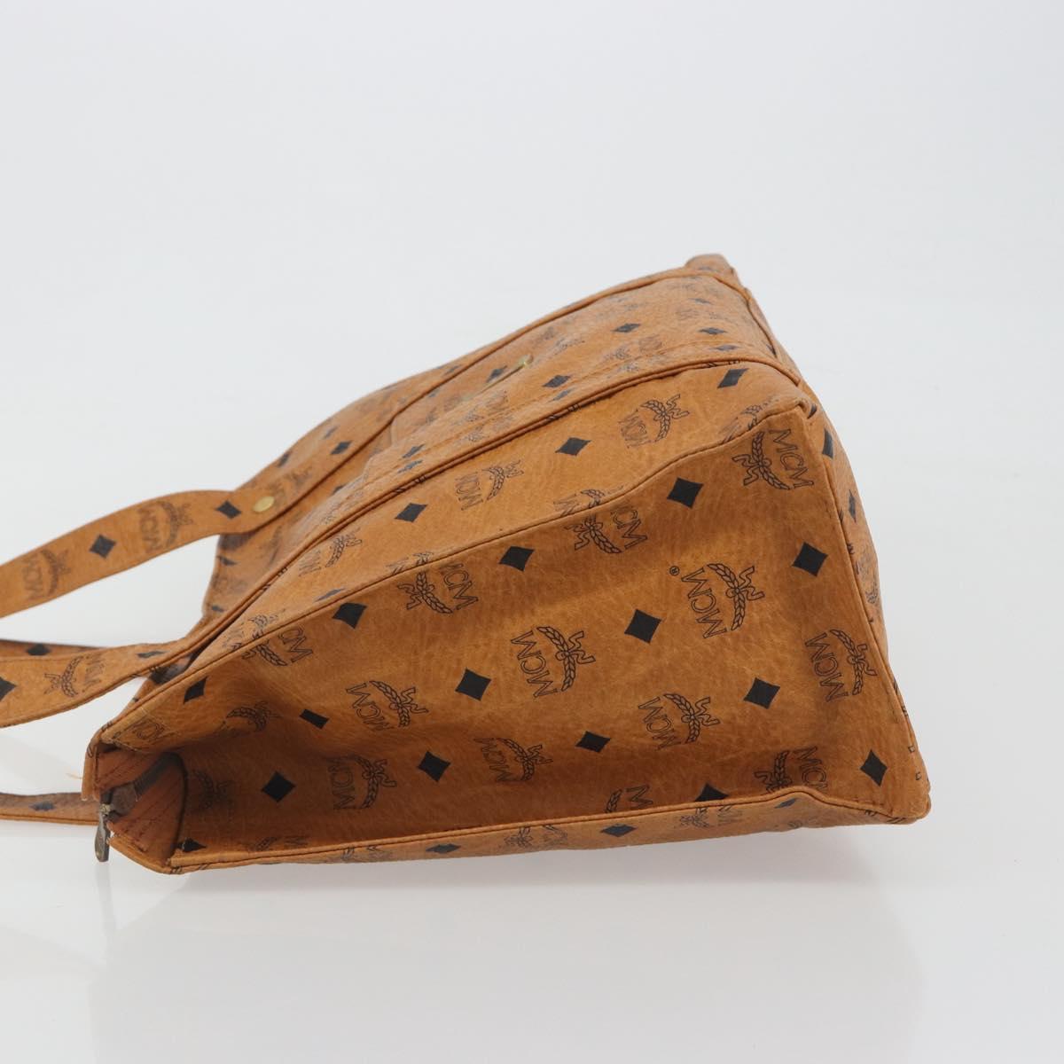 MCM Vicetos Tote Bag PVC Leather Brown Gold Tone Auth 195383