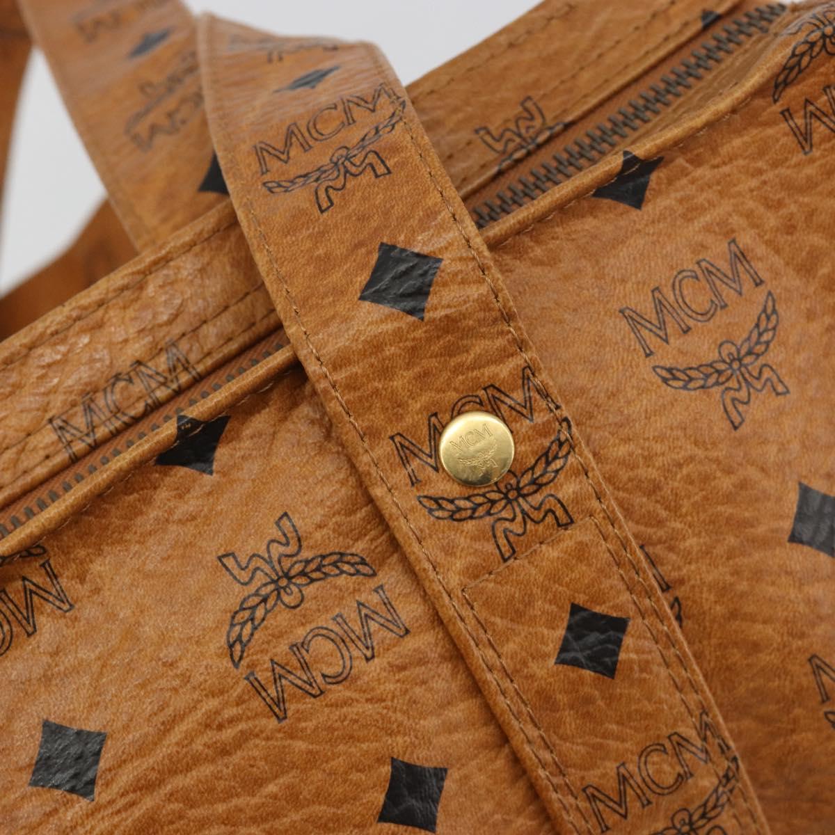 MCM Vicetos Tote Bag PVC Leather Brown Gold Tone Auth 195384