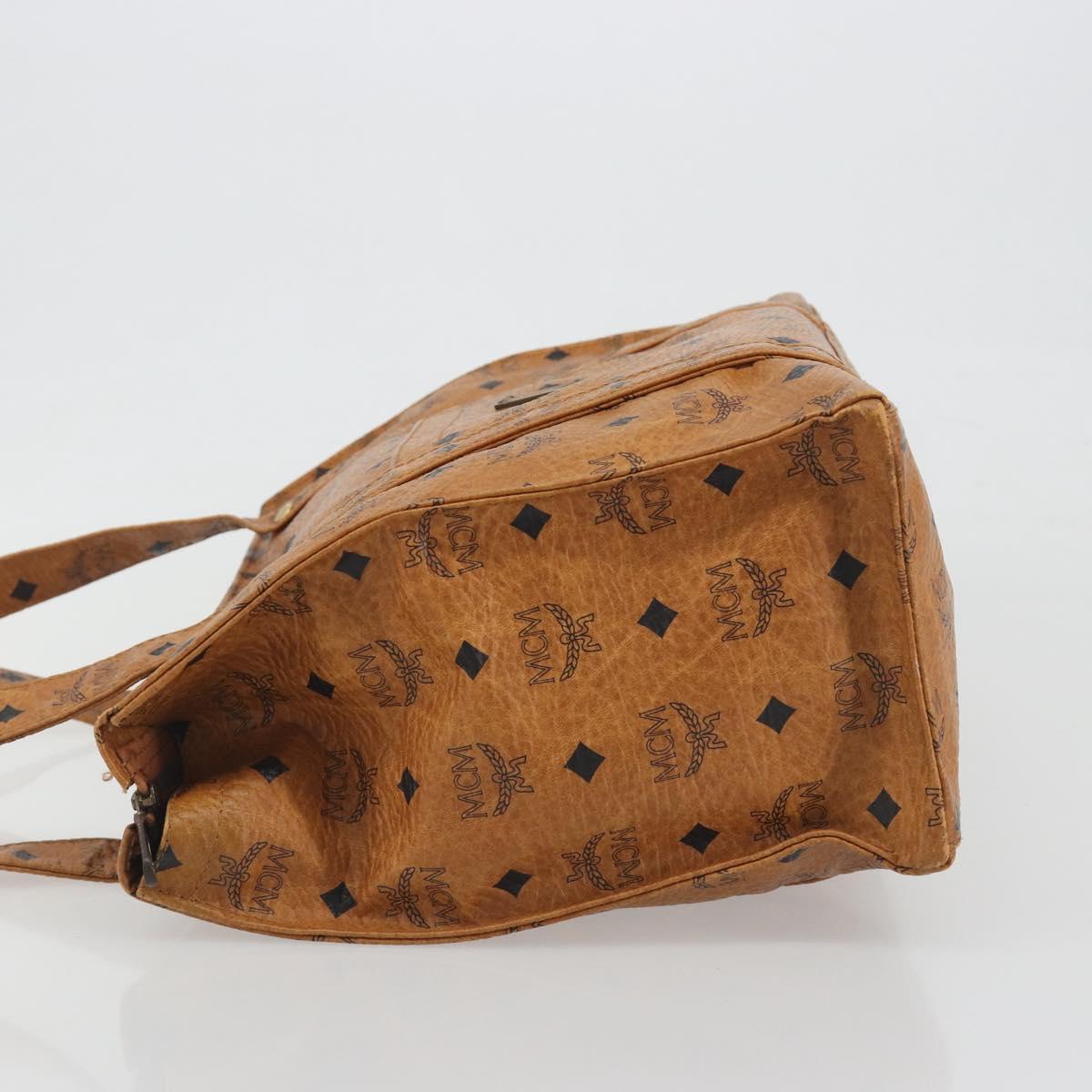 MCM Vicetos Tote Bag PVC Leather Brown Gold Tone Auth 195384