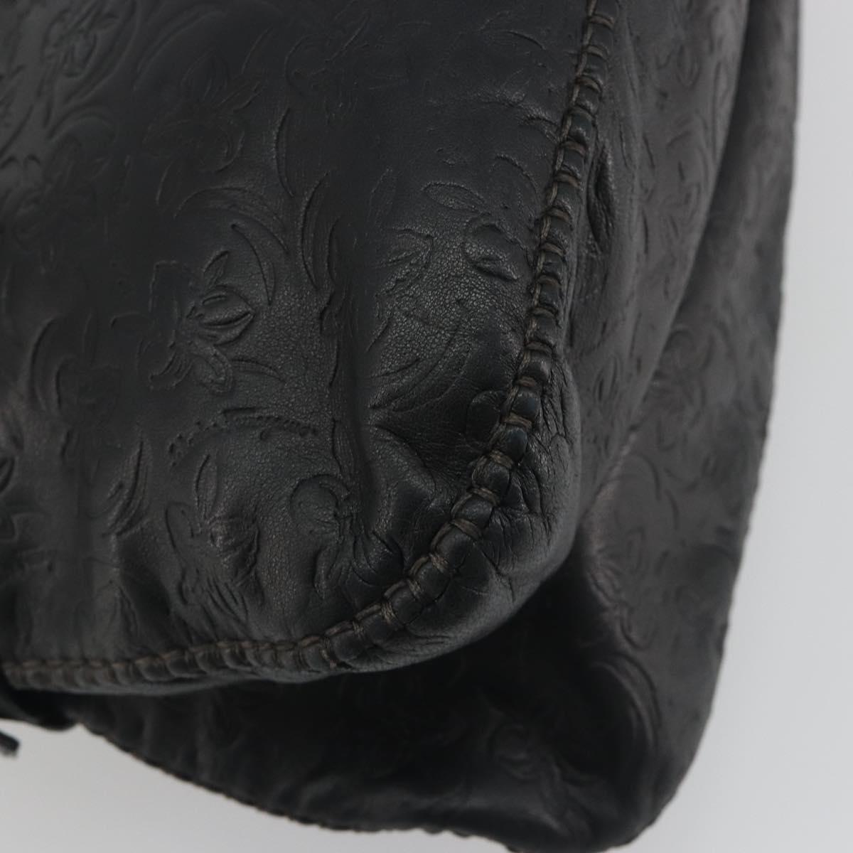 Salvatore Ferragamo Gancini Tote Bag Leather Black Silver Auth 195388A