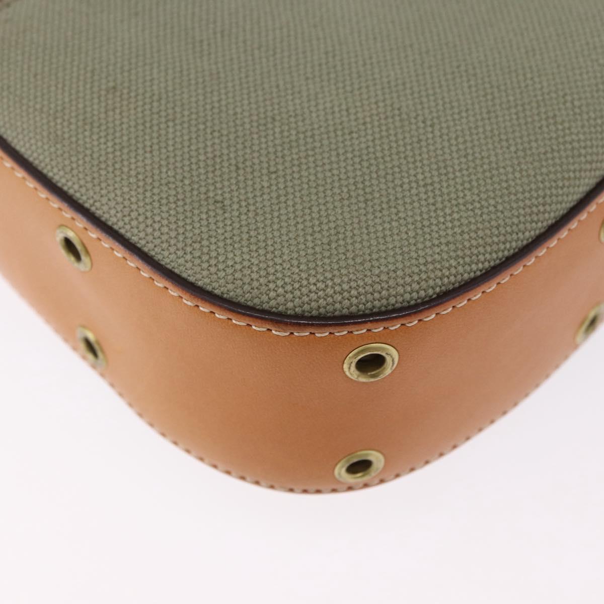 Christian Dior Street Chic Shoulder Bag Canvas Khaki Gold Tone Auth 195390SAV