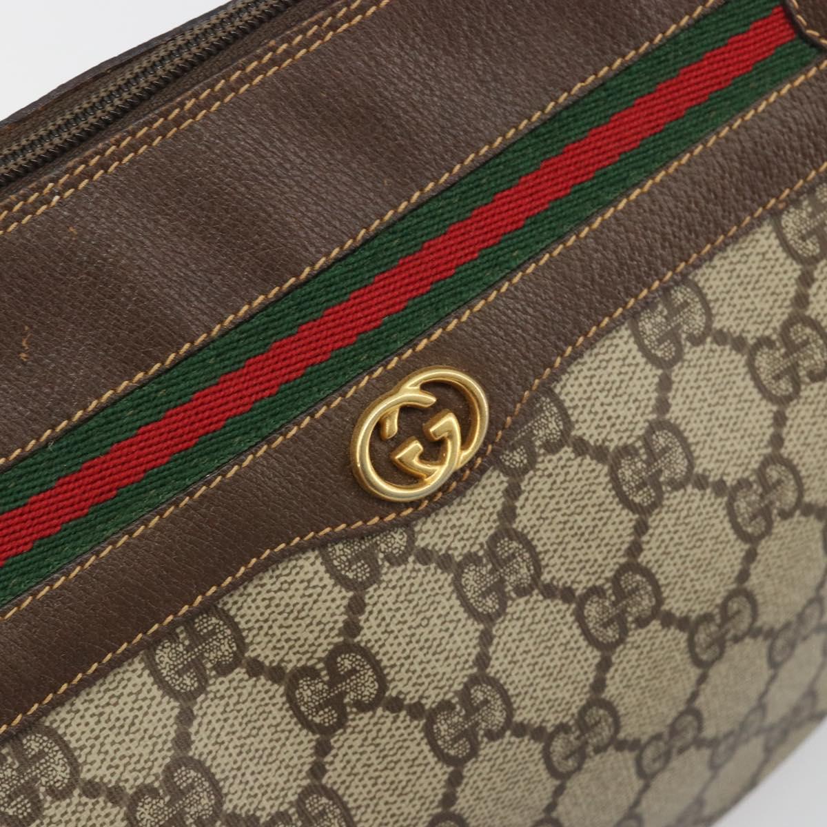 GUCCI GG Supreme Web Sherry Line Shoulder Bag PVC Beige 001 58 0918 Auth 195394
