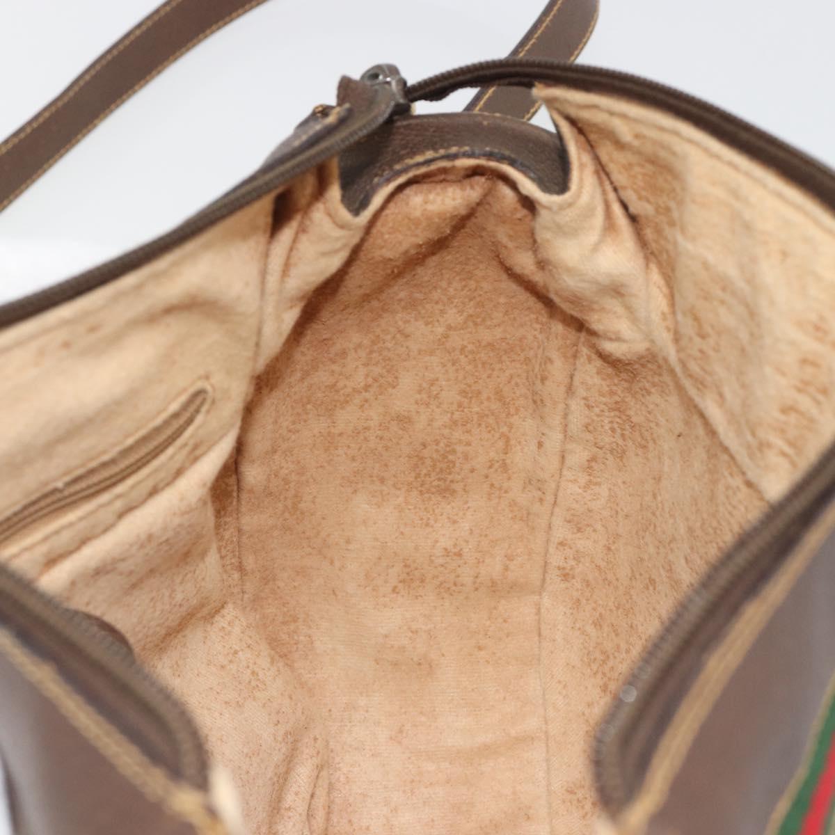 GUCCI GG Supreme Web Sherry Line Shoulder Bag PVC Beige 001 58 0918 Auth 195394