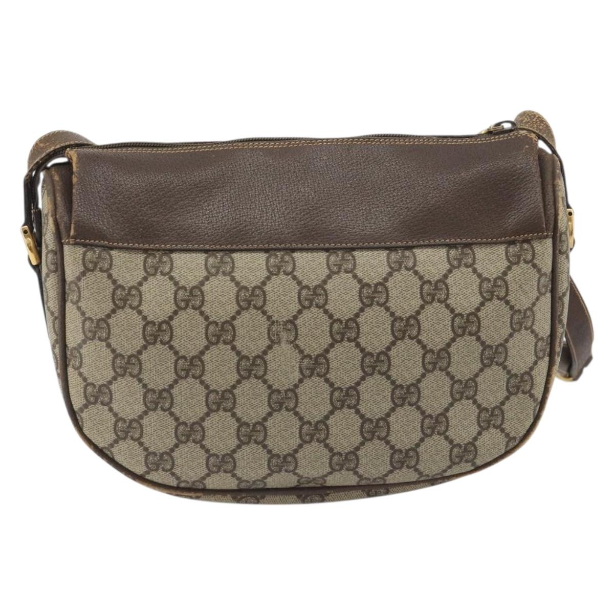 GUCCI GG Supreme Web Sherry Line Shoulder Bag PVC Beige 001 58 0918 Auth 195394