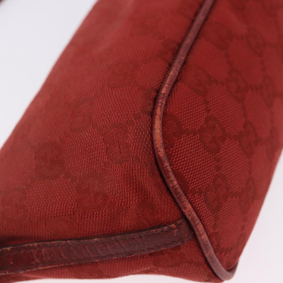 GUCCI GG Canvas Accessory Pouch Red Silver 07198 Auth 195395
