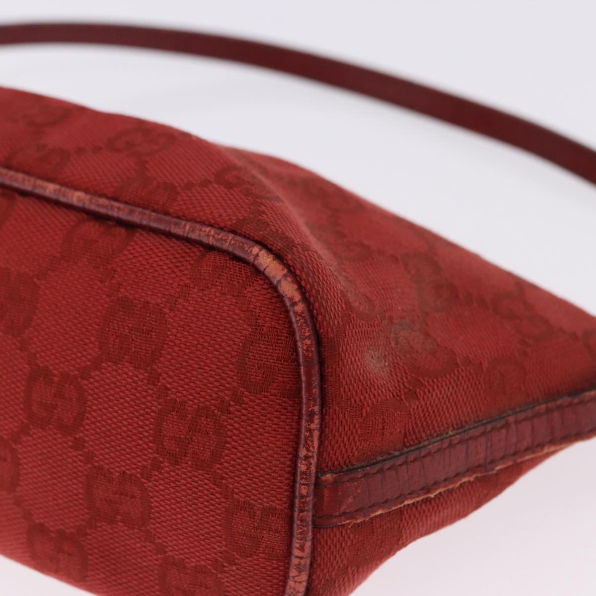 GUCCI GG Canvas Accessory Pouch Red Silver 07198 Auth 195395