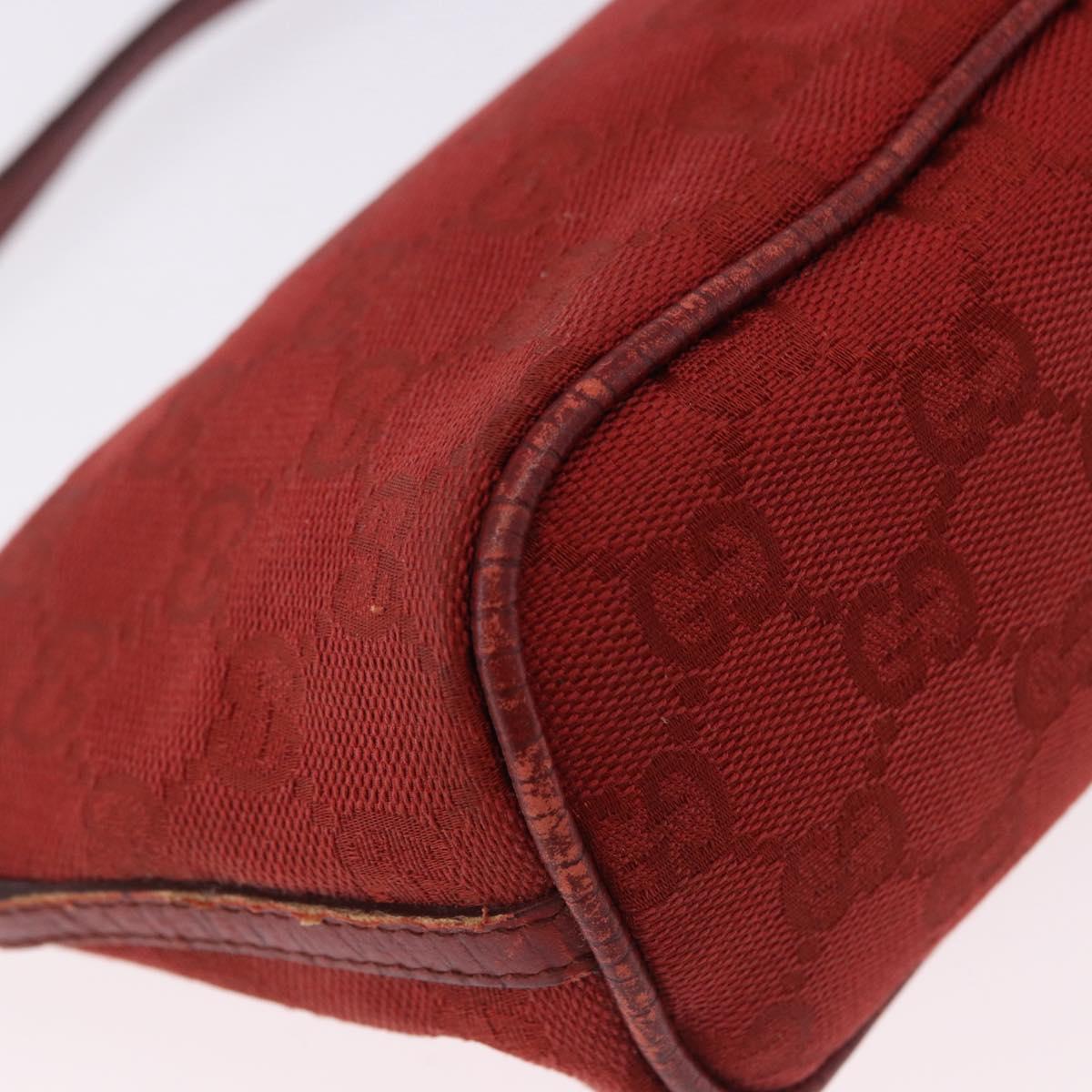 GUCCI GG Canvas Accessory Pouch Red Silver 07198 Auth 195395