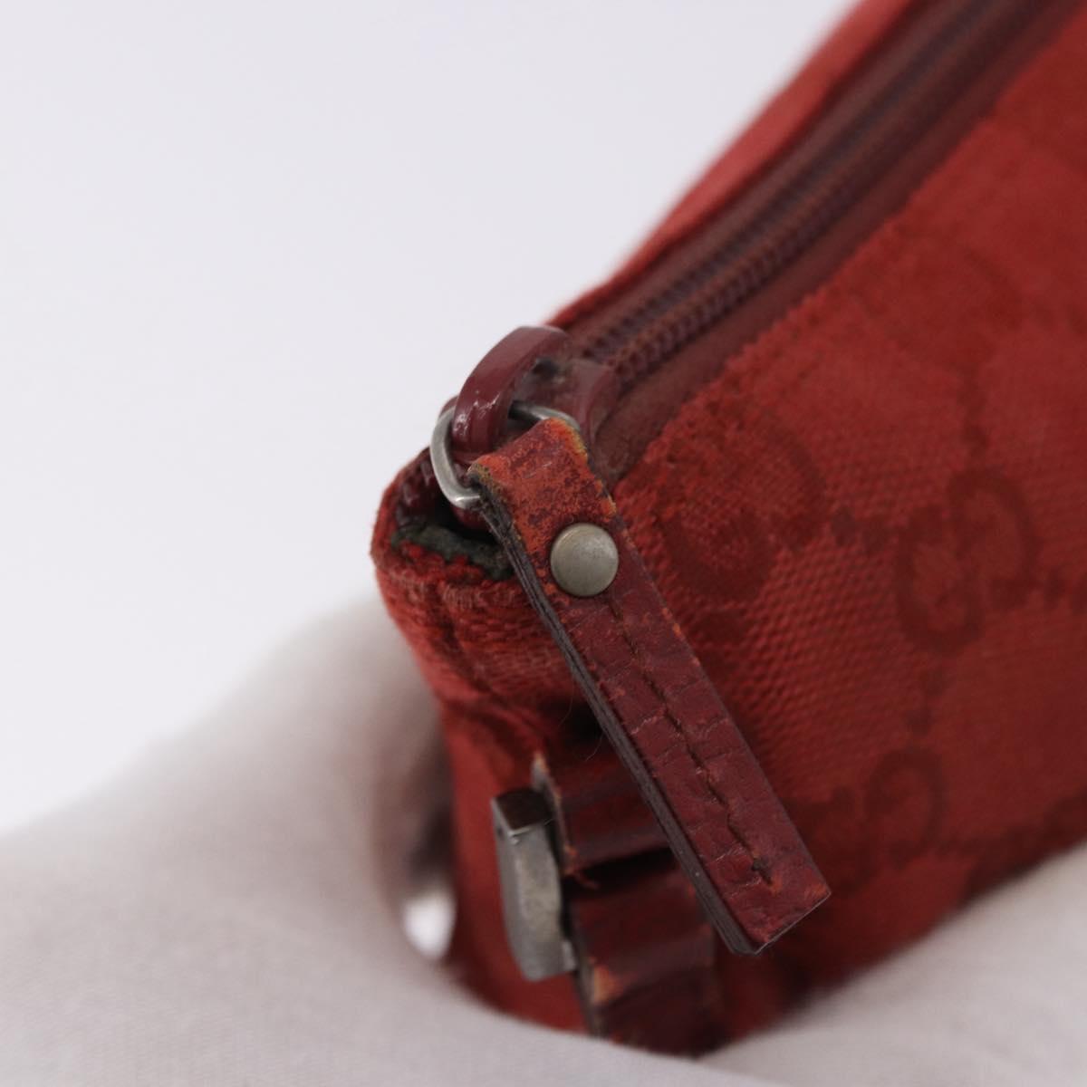 GUCCI GG Canvas Accessory Pouch Red Silver 07198 Auth 195395