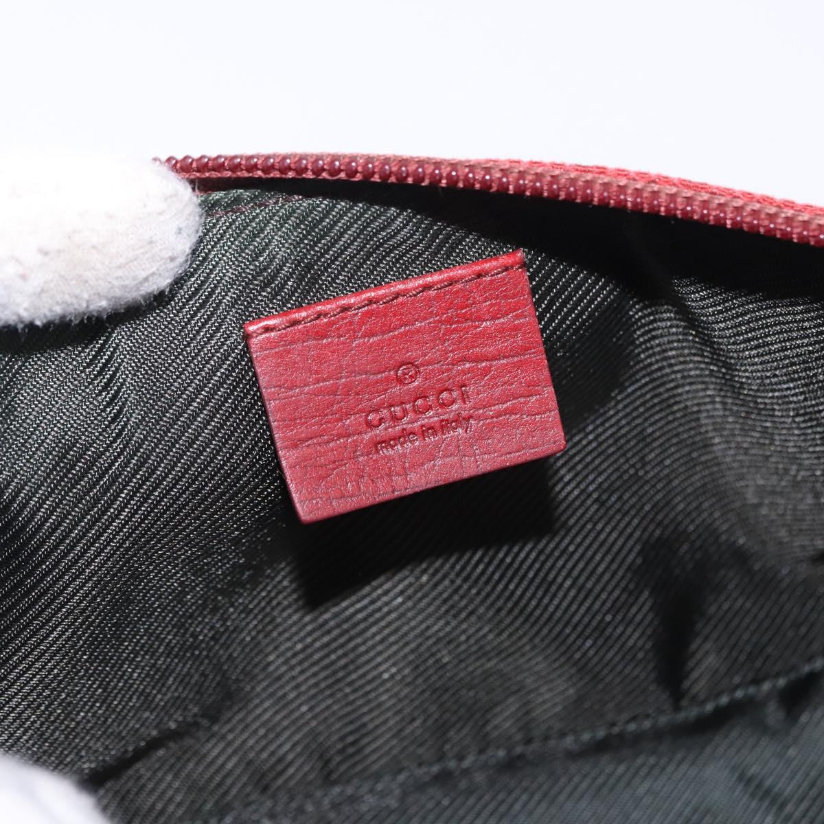 GUCCI GG Canvas Accessory Pouch Red Silver 07198 Auth 195395