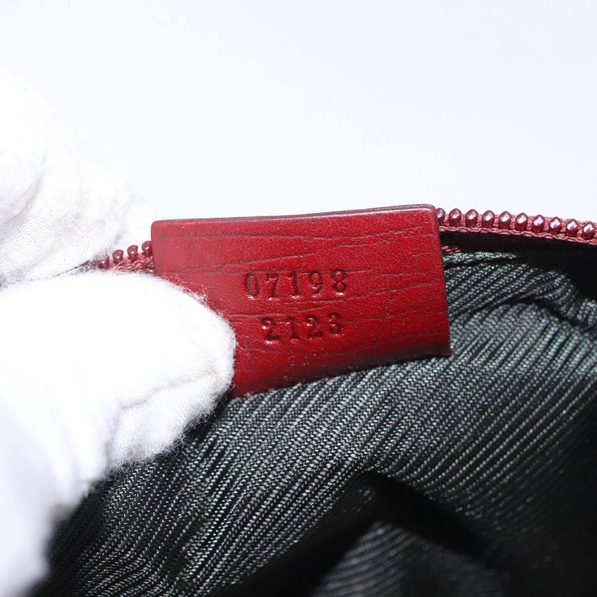 GUCCI GG Canvas Accessory Pouch Red Silver 07198 Auth 195395