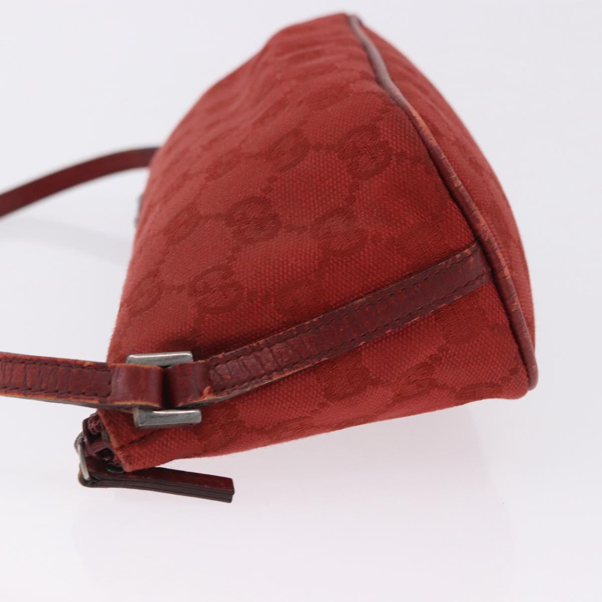 GUCCI GG Canvas Accessory Pouch Red Silver 07198 Auth 195395