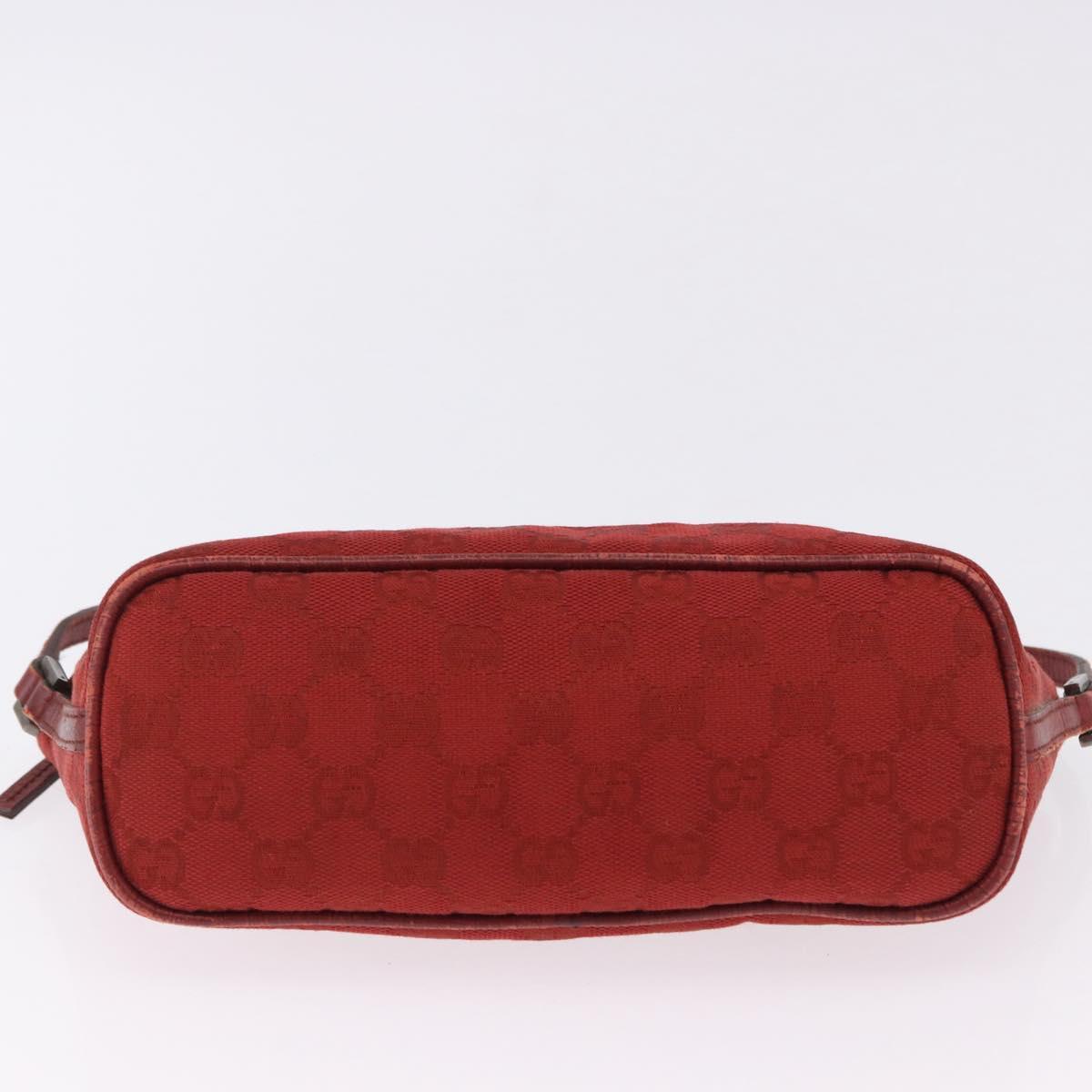 GUCCI GG Canvas Accessory Pouch Red Silver 07198 Auth 195395