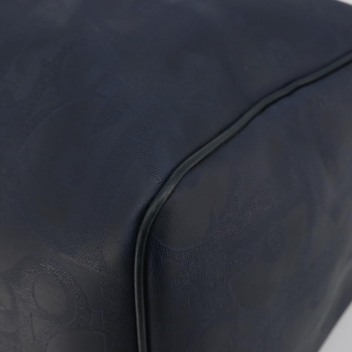 Christian Dior Trotter Boston Bag PVC Leather Navy Gold Tone Auth 195399A