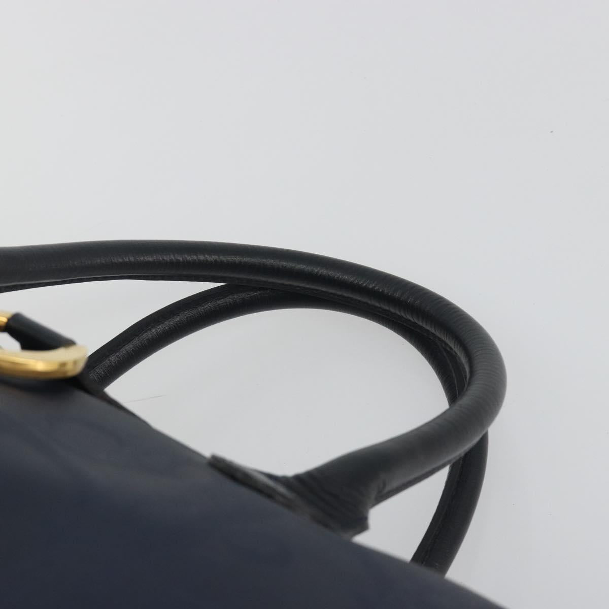 Christian Dior Trotter Boston Bag PVC Leather Navy Gold Tone Auth 195399A