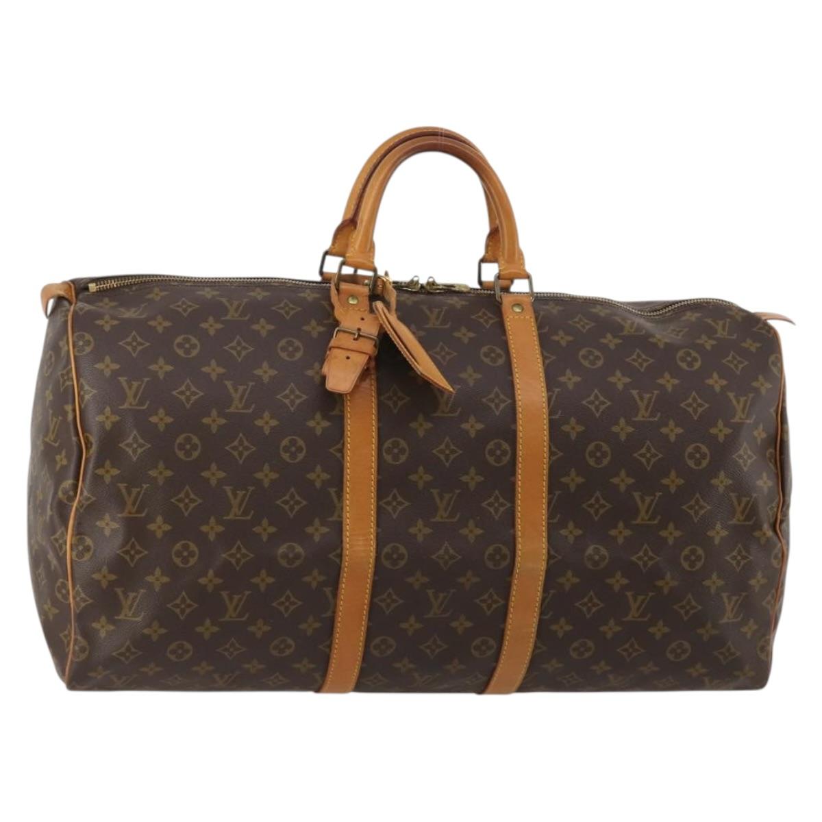 LOUIS VUITTON Monogram Keepall 55 Boston Bag M41424 LV Auth 195401