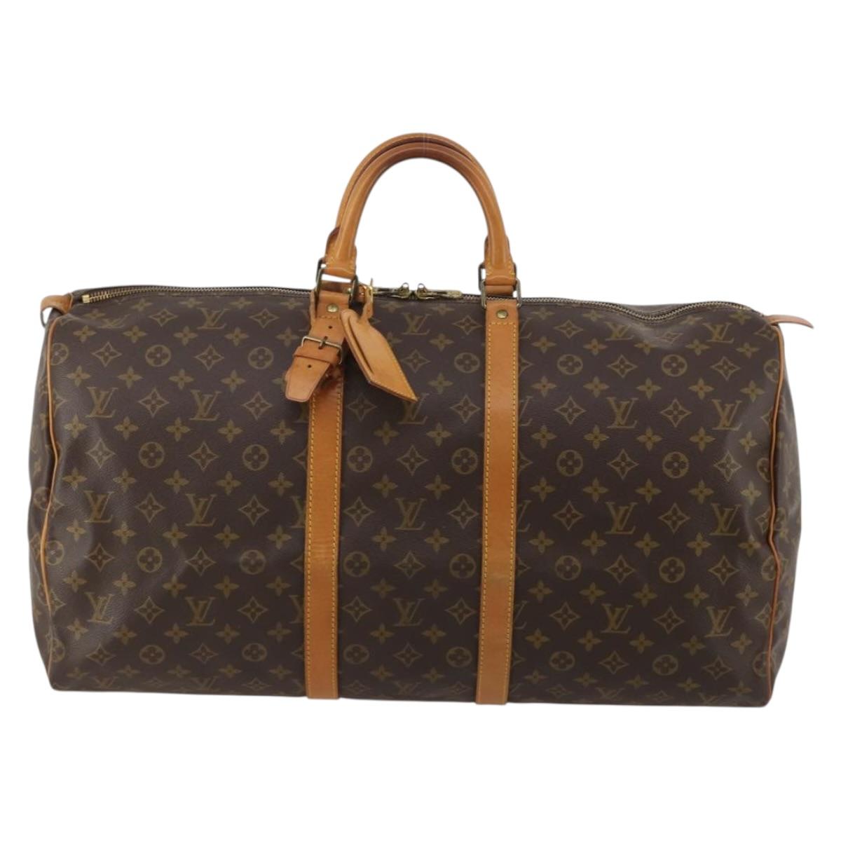 LOUIS VUITTON Monogram Keepall 55 Boston Bag M41424 LV Auth 195401
