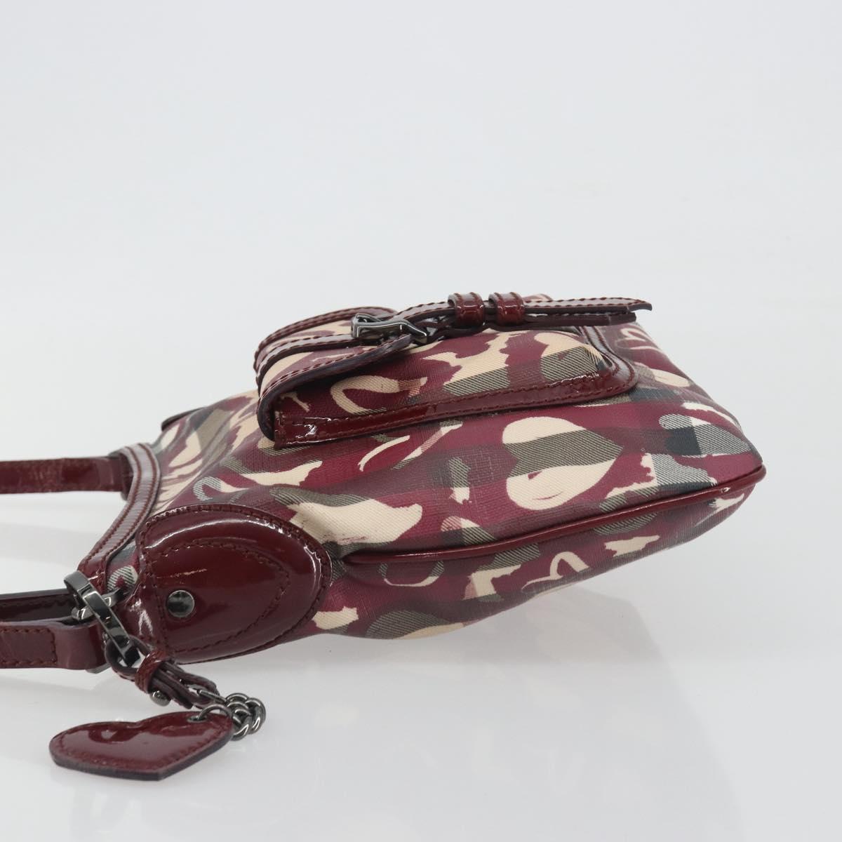 BURBERRY Nova Check Shoulder Bag PVC Leather Beige Red Auth 195410A