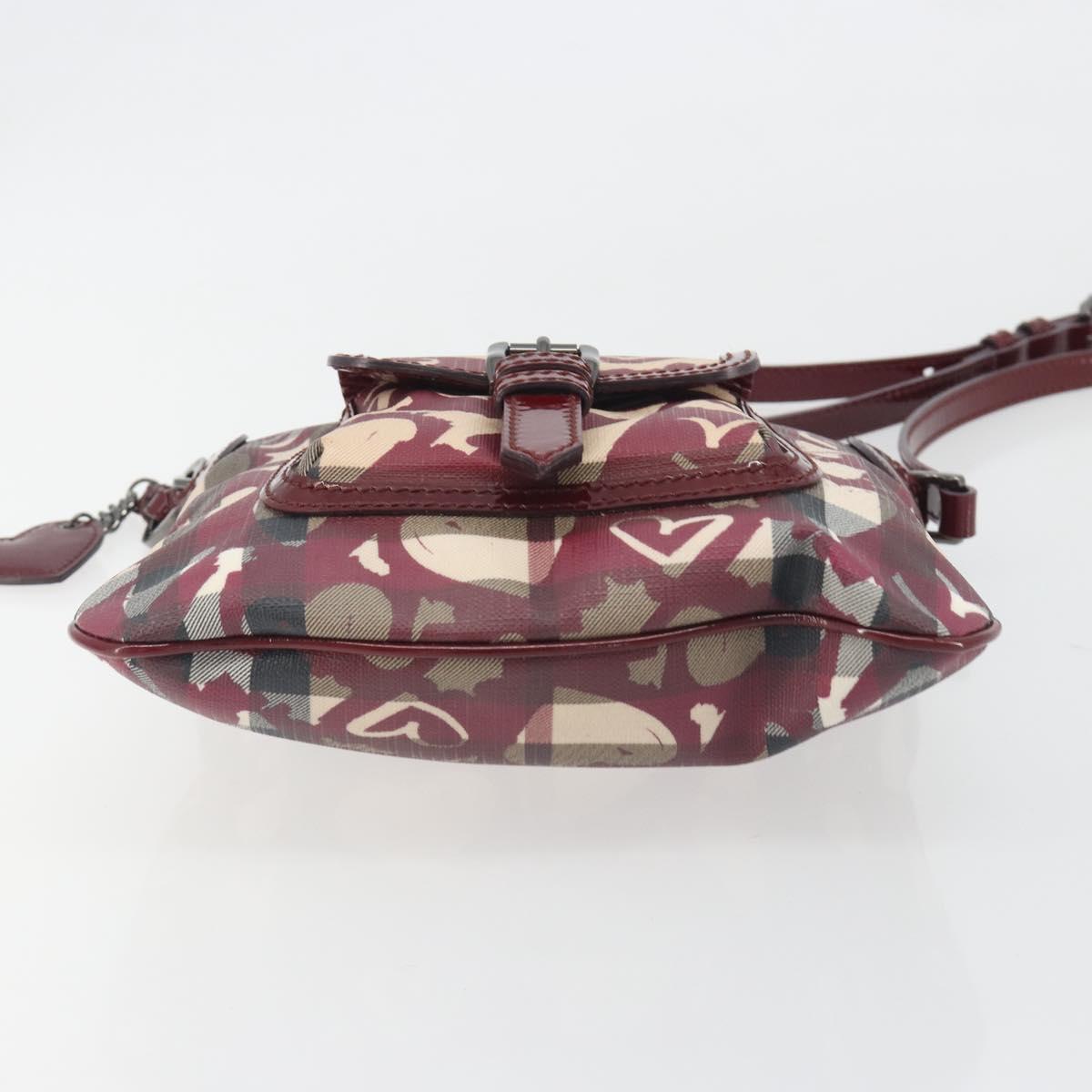BURBERRY Nova Check Shoulder Bag PVC Leather Beige Red Auth 195410A
