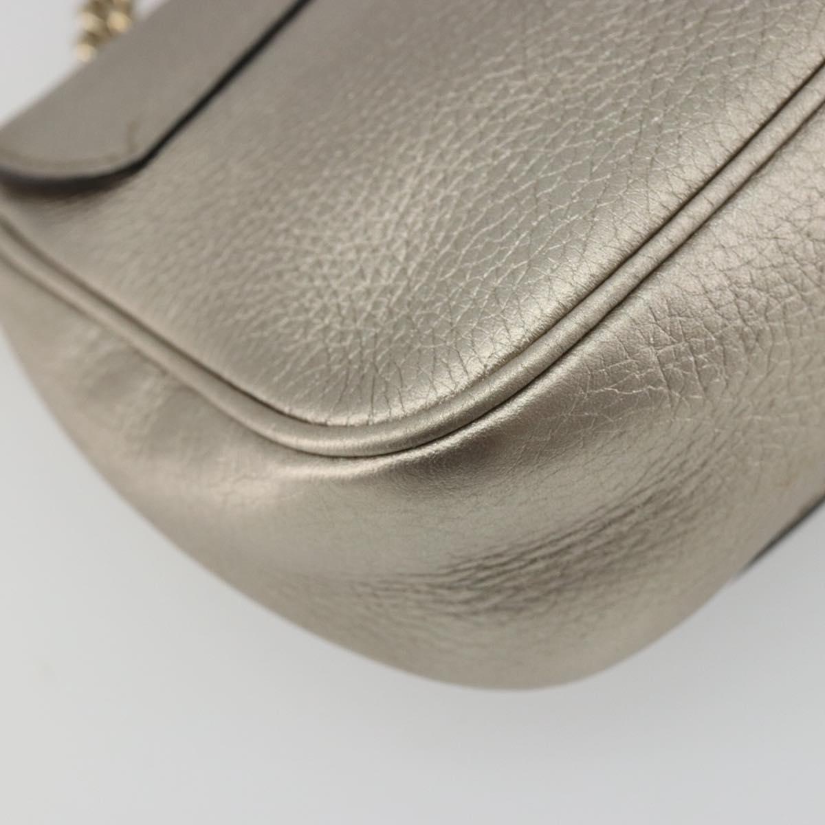 GUCCI Soho Chain Shoulder Bag Leather Silver Gold Tone 323190 Auth 195411V