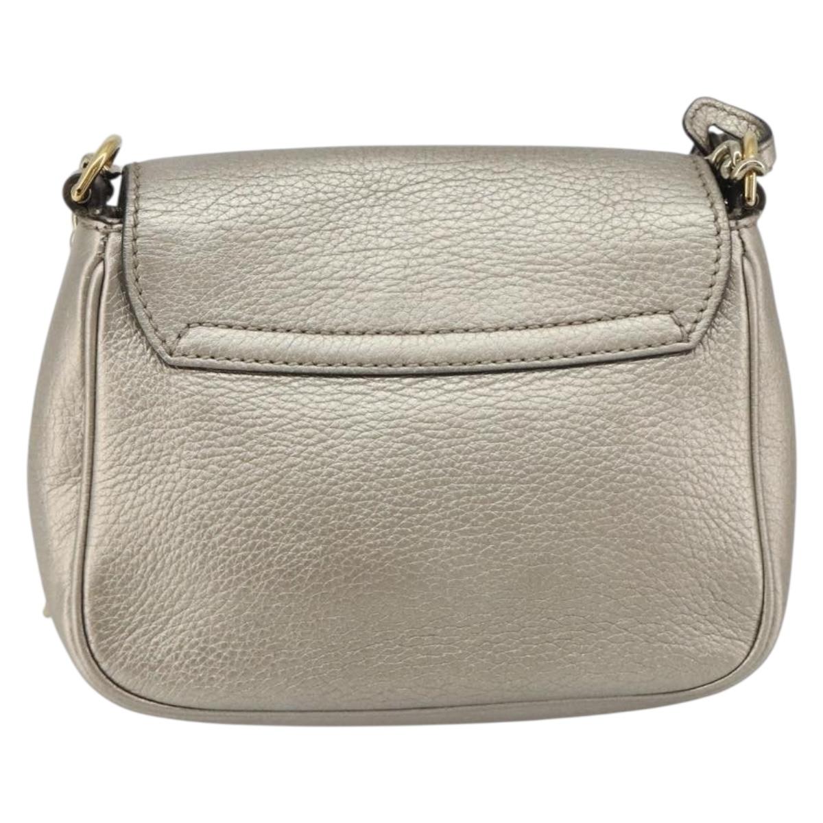 GUCCI Soho Chain Shoulder Bag Leather Silver Gold Tone 323190 Auth 195411V